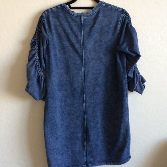 Jane & Delancy Lightweight Denim Look Blue Statement Sleeve Dress Women's Size M - Picture 6 of 9